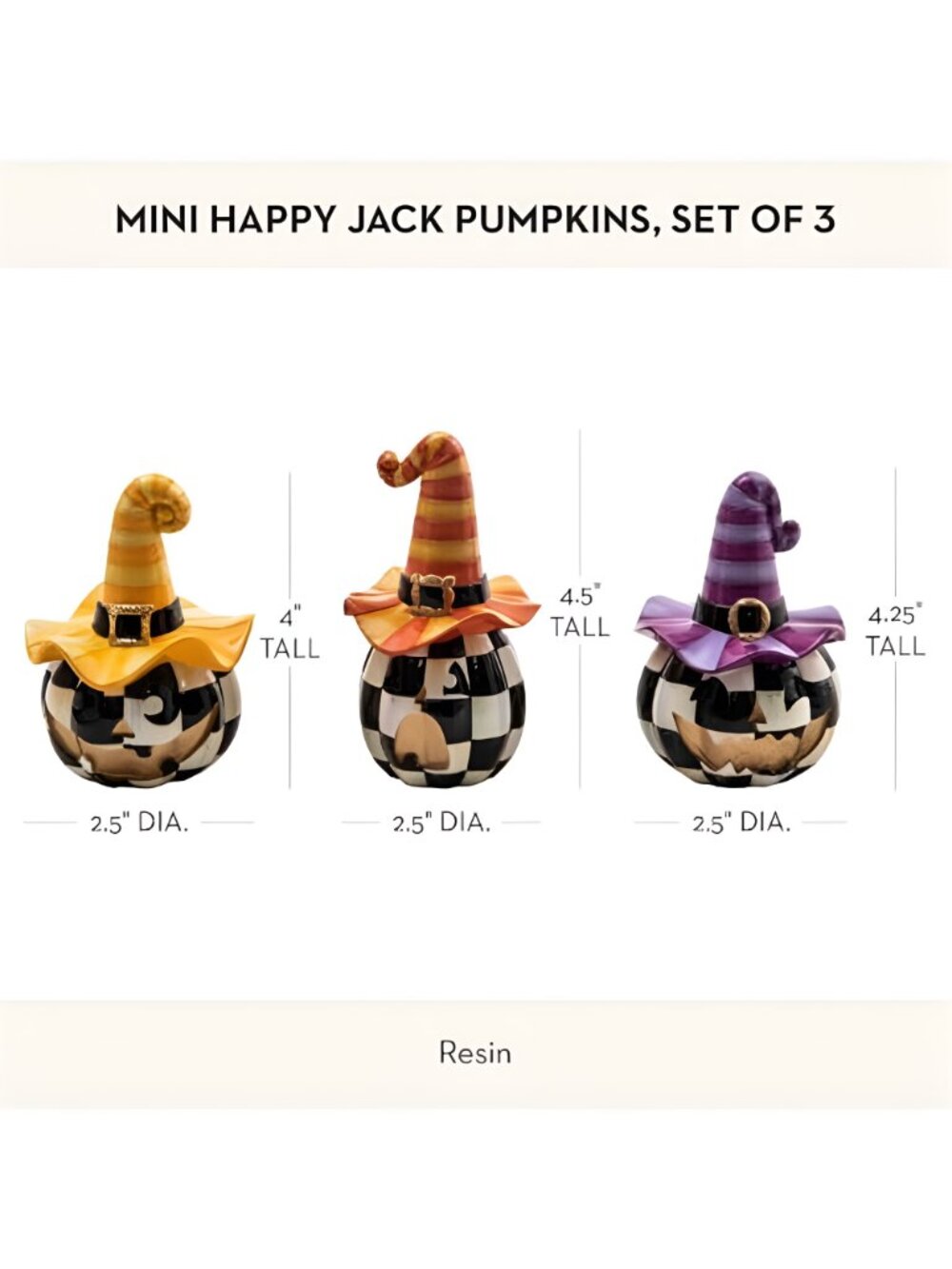 Resin Pumpkins Set, Mini, Happy Jack - Picture 3 of 6